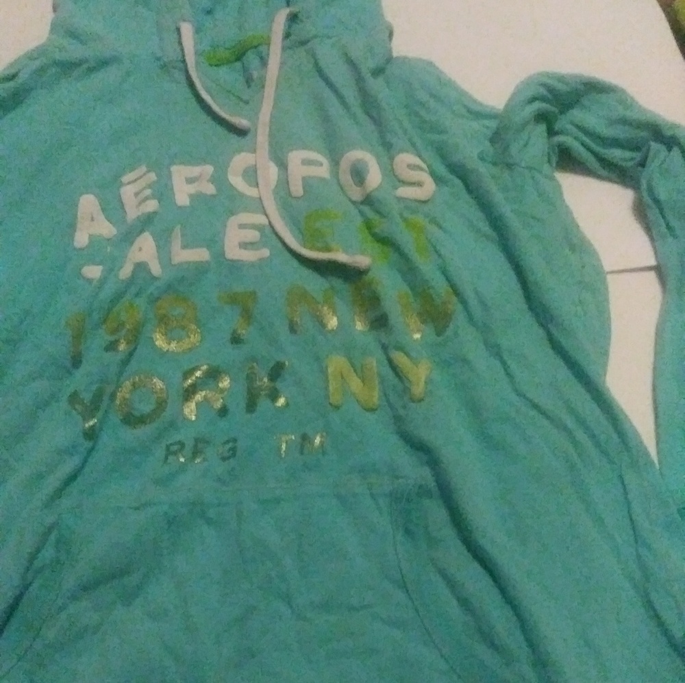 A sky blue aeropostale hoodie